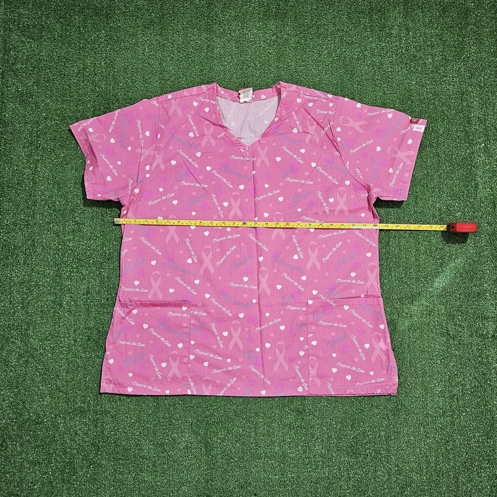 Dickies Pink Ribbon Pattern Scrub Top - Picture 3 of 6